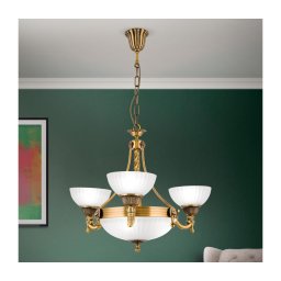 Lustră pe lanț Orion LU 1689/3+3 ROCCA 6xE27/60W/230V d. 64 cm bronz/alb