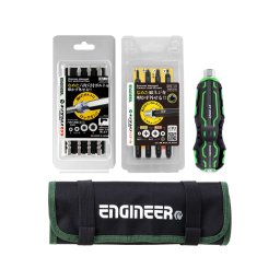 Set ENGINEER pentru extragere suruburi Phillips si imbus deteriorate, cu maner pentru lovire cu ciocanul DZ-70 si husa, Fabricat in Japonia DXZ-03