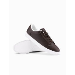 Ombre Men's classic sneaker shoes with high sole - dark brown