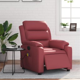 Fotoliu de masaj electric rabatabil, rosu vin, piele ecologica GartenMobel Dekor