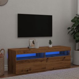 Dulap TV cu LED stejar artizanal 120x35x40 cm lemn prelucrat GartenMobel Dekor