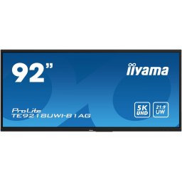 Tabla interactiva iiyama ProLite 92" TE9218UWI-B1AG, 5K UHD (5120 x 2160), 50 Puncte, HDMI x4, DisplayPort, USB-C, 8GB RAM, 64GB Flash, iiWare 11, Negru