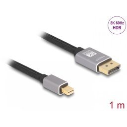 Cablu mini Displayport la Displayport 8K60Hz/4K240Hz 1m Negru/Argintiu, Delock 81091