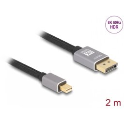 Cablu mini Displayport la Displayport 8K60Hz/4K240Hz 2m Negru/Argintiu, Delock 81092