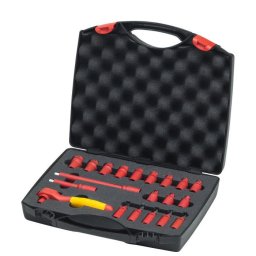 Trusa chei cu clichet VDE, 1/4", 21 piese