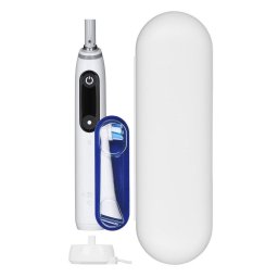 Periuta de dinti electrica cu tehnologie magnetica si micro-vibratii, inteligenta artificiala, display led interactiv, senzor de presiune smart, timer vizibil, 5 moduri, 1 capat, trusa de calatorie, alb