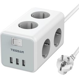 prelungitor tip cub tessan ts-306, 6 prize, 3 usb 3a, cablu 2m