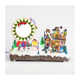 Decorațiune LED RGB animată de Crăciun cu muzică 30xLED/1,5W/230V sat înzăpezit