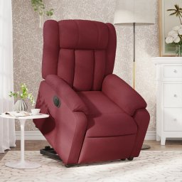 Fotoliu electric rabatabil cu ridicare, rosu vin, textil GartenMobel Dekor