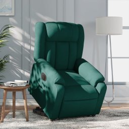Fotoliu electric rabatabil cu ridicare, verde închis, textil GartenMobel Dekor