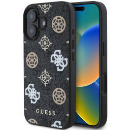 Husa Guess PU 4G Peony MagSafe pentru iPhone 16 Negru