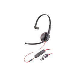 Casca Call Center HP Poly Blackwire C 3210, USB C / A, Monoaural, Negru