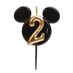 Lumanare tort Mickey cifra 2 negru si auriu 5.5 cm
