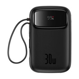Baterie externa Qpow2 Digital Display, 10000mAh, 30W, 2 x USB Type-C output/input, 1 x USB, include cablu USB Type-C la USB Type-C 30cm, black