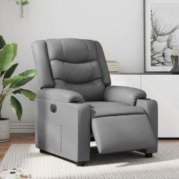 Fotoliu rabatabil electric, gri, piele ecologica GartenMobel Dekor