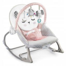Balansoar multifunctional cu vibratii, panda, 3 jucarii, Nukido 705102, Roz