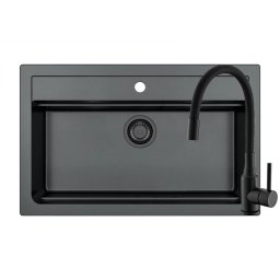 Set chiuveta granit Alveus Atrox 40 + baterie Flexa, 79 cm, 3010500, Negru