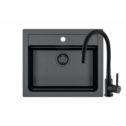 Set chiuveta granit Alveus Atrox 30 + baterie Flexa, 59 cm, 3010497, Negru