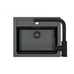 Set chiuveta granit Alveus Atrox 30 + baterie Zeos, 59 cm, 3010548, Negru
