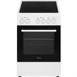 Aragaz electric Tesla CV5400SW, 7,6 kW, 43 litri, Clasa A, 4 plite vitroceramice, Gratar, 40-240°C, Alb