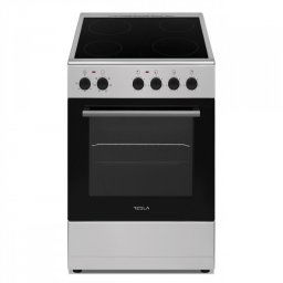 Aragaz electric vitroceramicTesla CV5400SX, 7,6 kW, 43 L, Clasa A, 4 zone, Grătar, 40-240°C, Argintiu/Inox