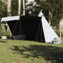 Cort de familie Tipi 6 persoane, alb opac textil impermeabil GartenMobel Dekor