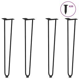Picioare de masa în ac de par 4 buc Negru 72 cm Otel masiv GartenMobel Dekor