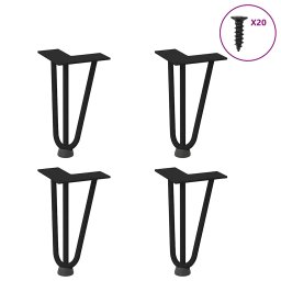 Picioare de masa în ac de par 4 buc Negru 20 cm Otel masiv GartenMobel Dekor