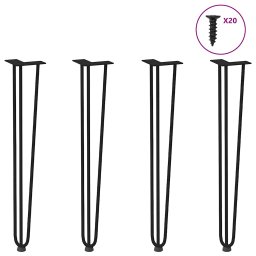 Picioare de masa în ac de par 4 buc Negru 72 cm Otel masiv GartenMobel Dekor