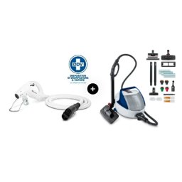 KIT Profesional Polti pentru Eliminarea Plosnitelor, Autonomie Nelimitata de Functionare, 1900 W, Emisie Abur pana la 140 gr min, 15 Accesorii, 5,5 BAR, Functie Turbo, Abur pana la 180 C, Alb Albastru