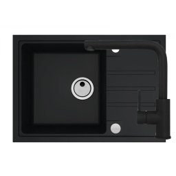 Set chiuveta granit Alveus Intermezzo 40 + baterie Zeos, 64 cm, 3010538, Negru mat