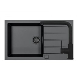 Set chiuveta granit Alveus Cadit 40 + baterie Zeos, 86 cm, 3010547, Negru