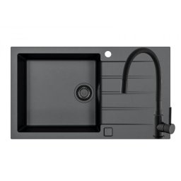 Set chiuveta granit Alveus Cadit 40 + baterie Flexa, 86 cm, 3010545, Negru