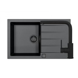 Set chiuveta granit Alveus Cadit 20 + baterie Zeos, 79 cm, 3010550, Negru