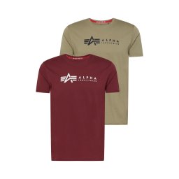 ALPHA INDUSTRIES Tricou oliv / roșu burgundy / negru / alb