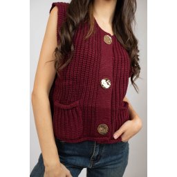 PULOVER TIP VESTA SCURTA DIN TRICOT GROS ANNE TALIE UNICA Burgundy