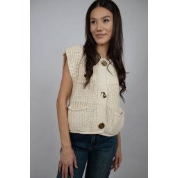 PULOVER TIP VESTA SCURTA DIN TRICOT GROS ANNE TALIE UNICA Ivory