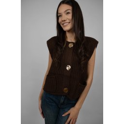 PULOVER TIP VESTA SCURTA DIN TRICOT GROS ANNE TALIE UNICA Maro