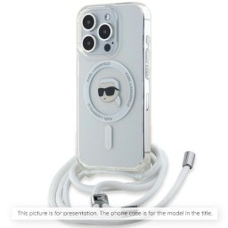 Husa Husa pentru iPhone 16 Pro - Karl Lagerfeld IML Crossbody MagSafe (KLHMP16LHCKHNT) - Transparent Karl Head