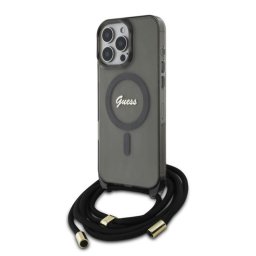 Husa Husa pentru iPhone 16 Pro - Guess IML Crossbody Cord Script MagSafe (GUHMP16LHCTSGNSK) - Black