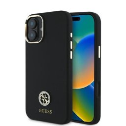Husa Husa pentru iPhone 16 - Guess Silicone Logo Strass 4G (GUHCP16SM4DGPK) - Black
