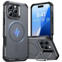 Husa Husa pentru iPhone 16 Pro - ESR Cyber Armor Kickstand - Grey