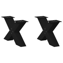 Picioare masuta cafea în forma X 2 buc Negru 60x(30-31) cm Otel GartenMobel Dekor
