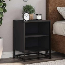 Noptiere 2 buc Negru 40x31x50 cm Lemn si metal prelucrat GartenMobel Dekor
