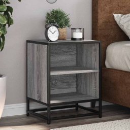 Noptiere 2 buc Gri Sonoma 40x31x50 cm lemn prelucrat si metal GartenMobel Dekor