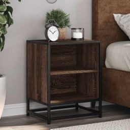 Noptiere 2 buc Stejar maro 40x31x50 cm Lemn prelucrat si metal GartenMobel Dekor