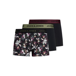 JACK & JONES Boxeri 'JACFlower' verde / roșu vin / negru / alb