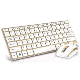 Set Tastatura si Mouse wireless design compact si elegant culoare Gold Andowl Q K3940