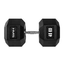 Gantera hexagonala, Otel/Cauciuc, 45kg, Negru