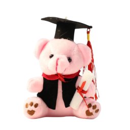 Jucarie din plus Ursuletul absolvent, 10 cm, roz